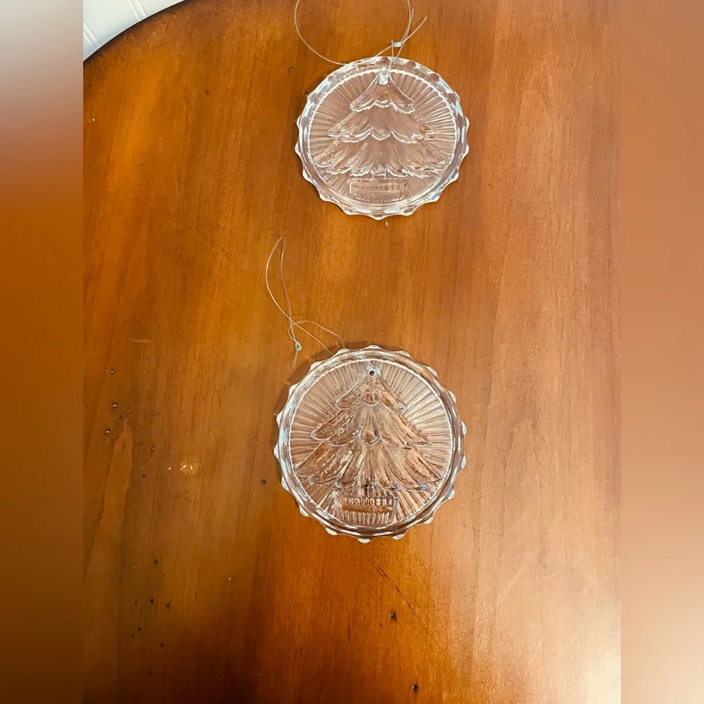 Fosdick Fostoria  vintage cut‎ glass Christmas ornaments